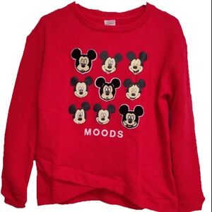 Disney Mickey Mouse Red Knit Pullover Sweater Top Mickey Moods NEW